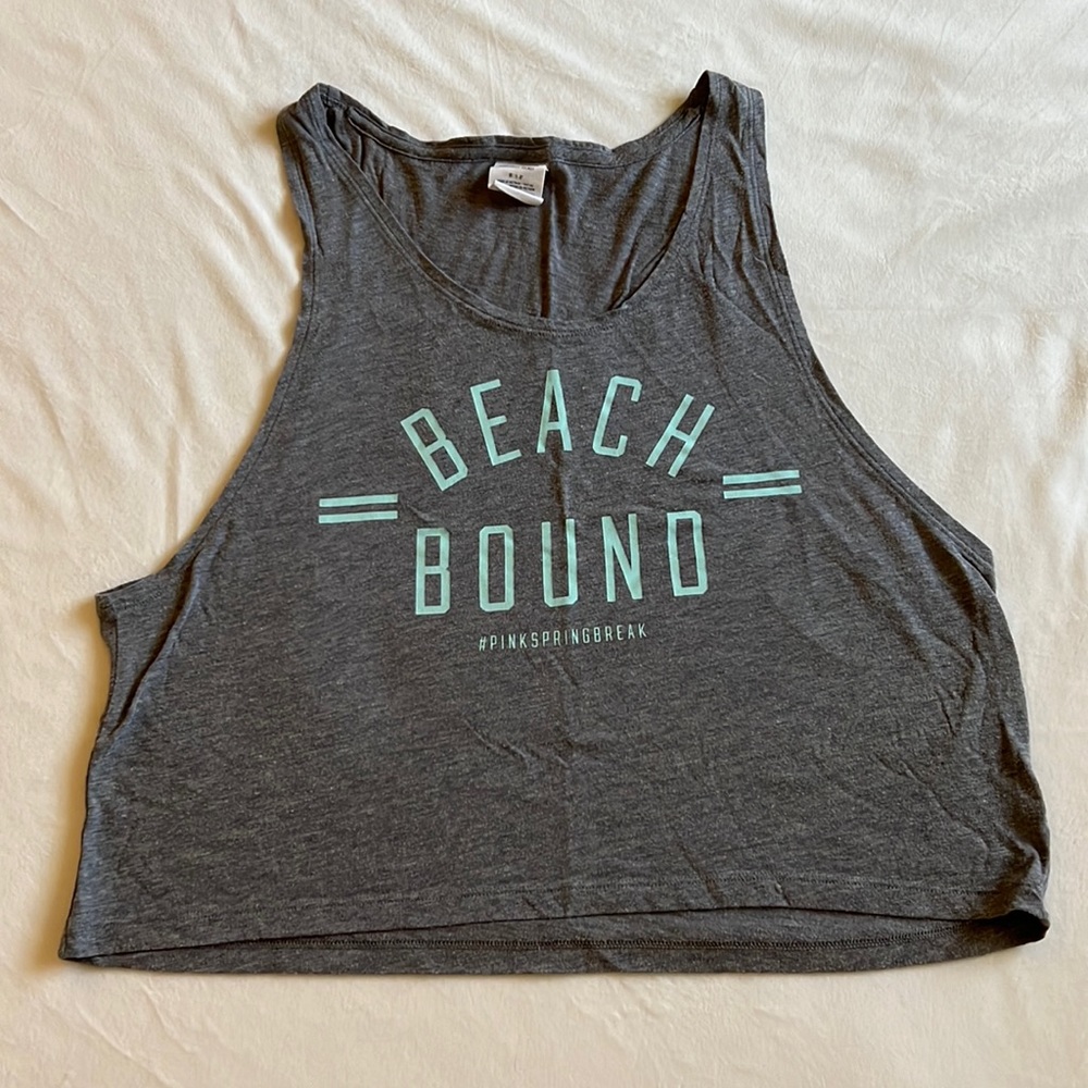 VS PINK Gray Graphic Tank